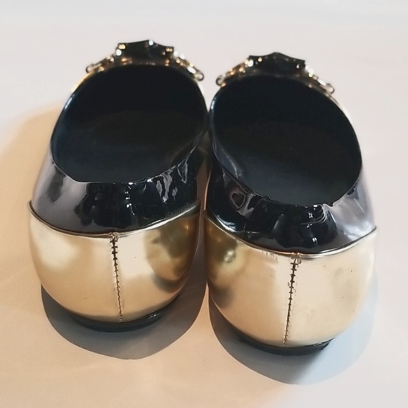 Gucci Horsebit Patent Black Gold Ballet Flats 35.5 - Picture 5 of 8